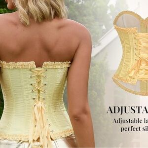 Elegant Yellow Lace-Up Corset